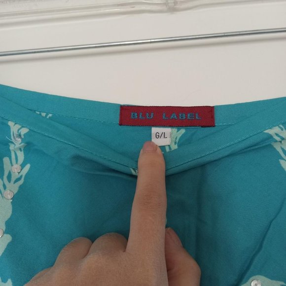 Turquoise colored flowy maxi/midi skirt with sequins - Picture 4 of 4